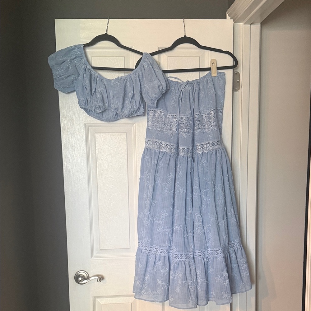 Adorable Light Blue Kids Dress with Lace Accents